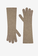 Max Mara Jock Ribbed Embroidered Gloves Beige 2524566012600MMJOCK_010