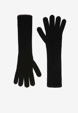Max Mara Jock Ribbed Embroidered Gloves Black 2524566012600MMJOCK_012