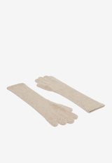 Max Mara Jock Ribbed Embroidered Gloves Beige 2524566012600MMJOCK_024
