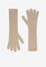 Max Mara Jock Ribbed Embroidered Gloves Beige 2524566012600MMJOCK_024