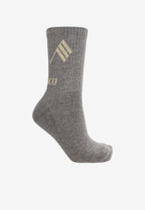 The Attico Logo Embroidered Ribbed Socks Gray 260WAK00021CCC101AA_876