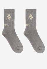 The Attico Logo Embroidered Ribbed Socks Gray 260WAK00021CCC101AA_876