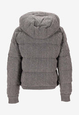 Ralph Lauren Cable Knit Wool-Cashmere Puffer Jacket Gray 211A92614006