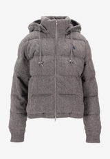 Ralph Lauren Cable Knit Wool-Cashmere Puffer Jacket Gray 211A92614006