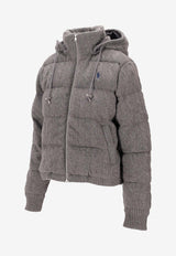 Ralph Lauren Cable Knit Wool-Cashmere Puffer Jacket Gray 211A92614006