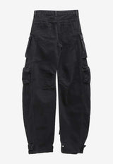 The Attico Washed Denim Cargo Pants Black 260WCP00084DDD104AA_100