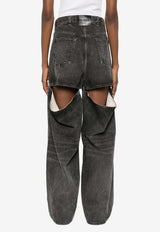 The Attico Overdyed Denim Pants with Cut-Outs Black 260WCP00277CCC129WS_414