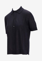 Max Mara Romania Buttoned Ribbed Cardigan Blue 2521346061600ROMANIA_014