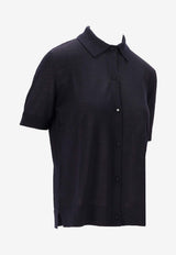 Max Mara Romania Buttoned Ribbed Cardigan Blue 2521346061600ROMANIA_014