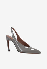 The Attico Viper 95 Patent Leather Slingback Pumps Gray 251WSH00875EEE056AA_084