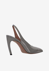 The Attico Viper 95 Patent Leather Slingback Pumps Gray 251WSH00875EEE056AA_084