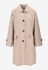 Max Mara The Cube Buttoned Trench Coat with Logo-Patch Beige 2619021034600MTCPETA_002