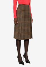 Saint Laurent Pleated Check Knee-Length Skirt Multicolor 831068Y9I70_2849