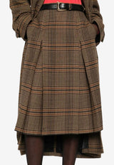 Saint Laurent Pleated Check Knee-Length Skirt Multicolor 831068Y9I70_2849