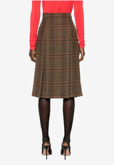 Saint Laurent Pleated Check Knee-Length Skirt Multicolor 831068Y9I70_2849