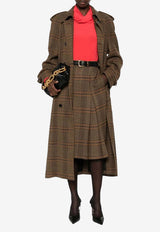 Saint Laurent Pleated Check Knee-Length Skirt Multicolor 831068Y9I70_2849