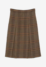 Saint Laurent Pleated Check Knee-Length Skirt Multicolor 831068Y9I70_2849