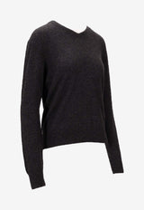 Saint Laurent Cashmere Knit V-neck Sweater Gray 781571Y76LZ_1270