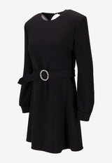 Saint Laurent Embellished-Belt Mini Dress Black 819619Y012W_1000