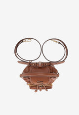Miu Miu Mini Logo Leather Backpack Brown  5BZ045VOOM2CRW_F0046
