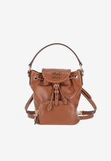 Miu Miu Mini Logo Leather Backpack Brown  5BZ045VOOM2CRW_F0046