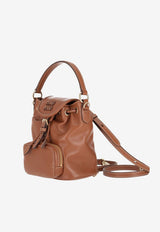 Miu Miu Mini Logo Leather Backpack Brown  5BZ045VOOM2CRW_F0046