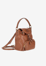 Miu Miu Mini Logo Leather Backpack Brown  5BZ045VOOM2CRW_F0046