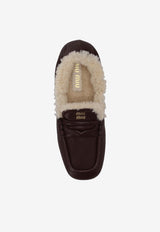 Miu Miu Shearling Leather Loafers Brown  5D341EFZF05XUJ_F0NBL