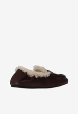 Miu Miu Shearling Leather Loafers Brown  5D341EFZF05XUJ_F0NBL