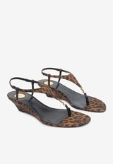 Saint Laurent Cassandre 40 Leopard Print Wedge Sandals Brown 825279AAC9R_2038