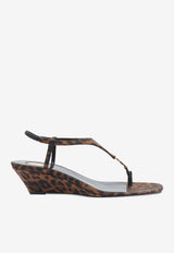 Saint Laurent Cassandre 40 Leopard Print Wedge Sandals Brown 825279AAC9R_2038