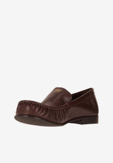 Miu Miu Stitched Leather Loafers Brown  5D499EF015007_F0003
