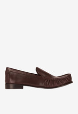 Miu Miu Stitched Leather Loafers Brown  5D499EF015007_F0003