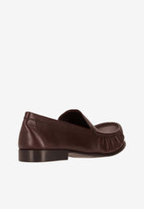 Miu Miu Stitched Leather Loafers Brown  5D499EF015007_F0003