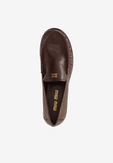 Miu Miu Stitched Leather Loafers Brown  5D499EF015007_F0003