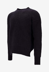 Saint Laurent Ribbed Wool Crewneck Sweater Navy 824228Y77BH_4044