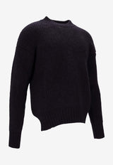 Saint Laurent Ribbed Wool Crewneck Sweater Navy 824228Y77BH_4044