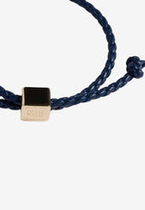 Miu Miu Braided Leather Logo Bracelet Light Blue 5IB7722IGY_F0016