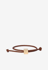 Miu Miu Braided Leather Logo Bracelet Brown  5IB7722IGY_F0046