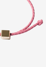 Miu Miu Braided Leather Logo Bracelet Pink 5IB7722IGY_F0638