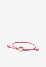 Miu Miu Braided Leather Logo Bracelet Pink 5IB7722IGY_F0638
