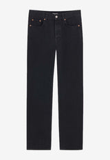 Saint Laurent Logo Patch Straight-Leg Jeans Black 795478Y29WB_1228