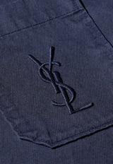 Saint Laurent Cassandre Embroidered Overshirt Navy 861004Y04VD_5109