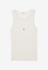 Saint Laurent Embroidered Cassandre Tank Top White 823603Y37EC_9469