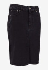 Stella McCartney Lace-Trimmed Pencil Denim Skirt Black 6D04073SQH33_1003