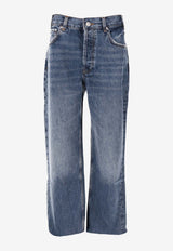 Anine Bing Gavin Straight-Leg Frayed Jeans Blue A0611188_WHD46