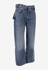 Anine Bing Gavin Straight-Leg Frayed Jeans Blue A0611188_WHD46