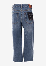 Anine Bing Gavin Straight-Leg Frayed Jeans Blue A0611188_WHD46