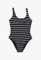 Anine Bing Jace Striped One-Piece Swimsuit Black A110107340_MTL65