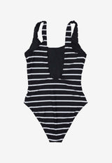 Anine Bing Jace Striped One-Piece Swimsuit Black A110107340_MTL65